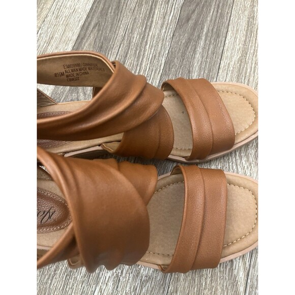 Eurosoft Women's Ginnifer Wedge Sandals Brown Leather Size 8.5 M Zip-up Open Toe - Picture 3 of 16